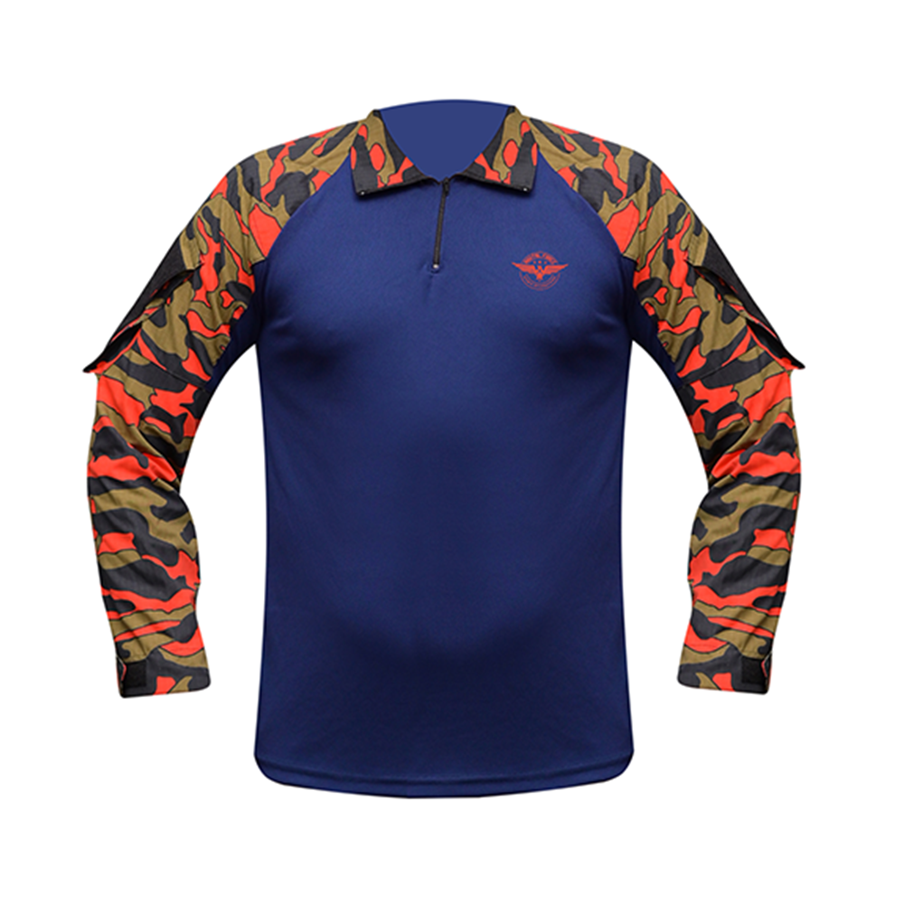 Military Combat Long Sleeve T-Shirt Blue & Oring