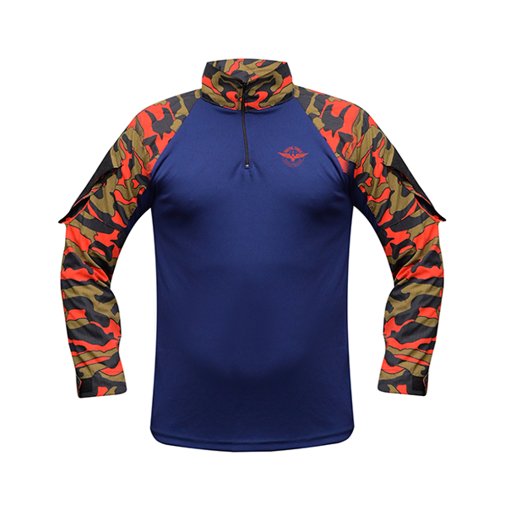 Military Combat Long Sleeve T-Shirt Blue & Oring