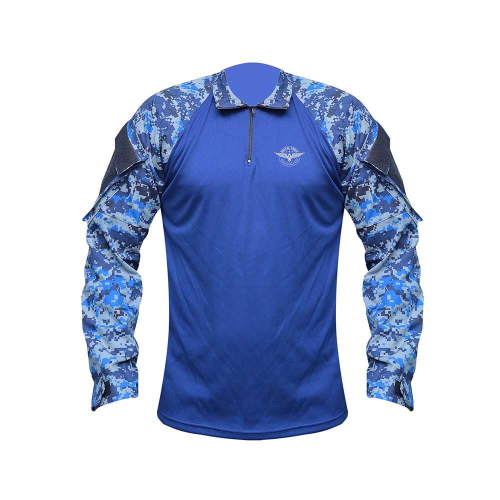 Military Combat Zip T-Shirts Blue