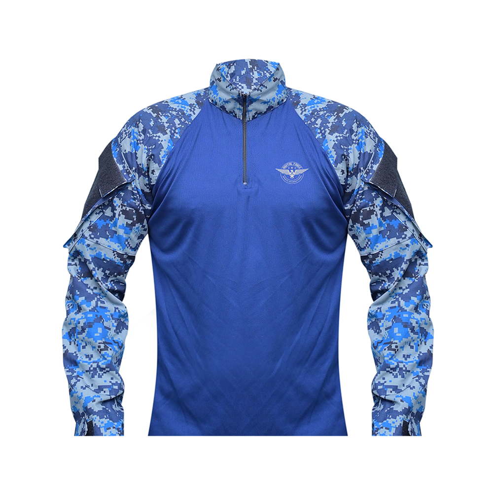 Military Combat Zip T-Shirts Blue