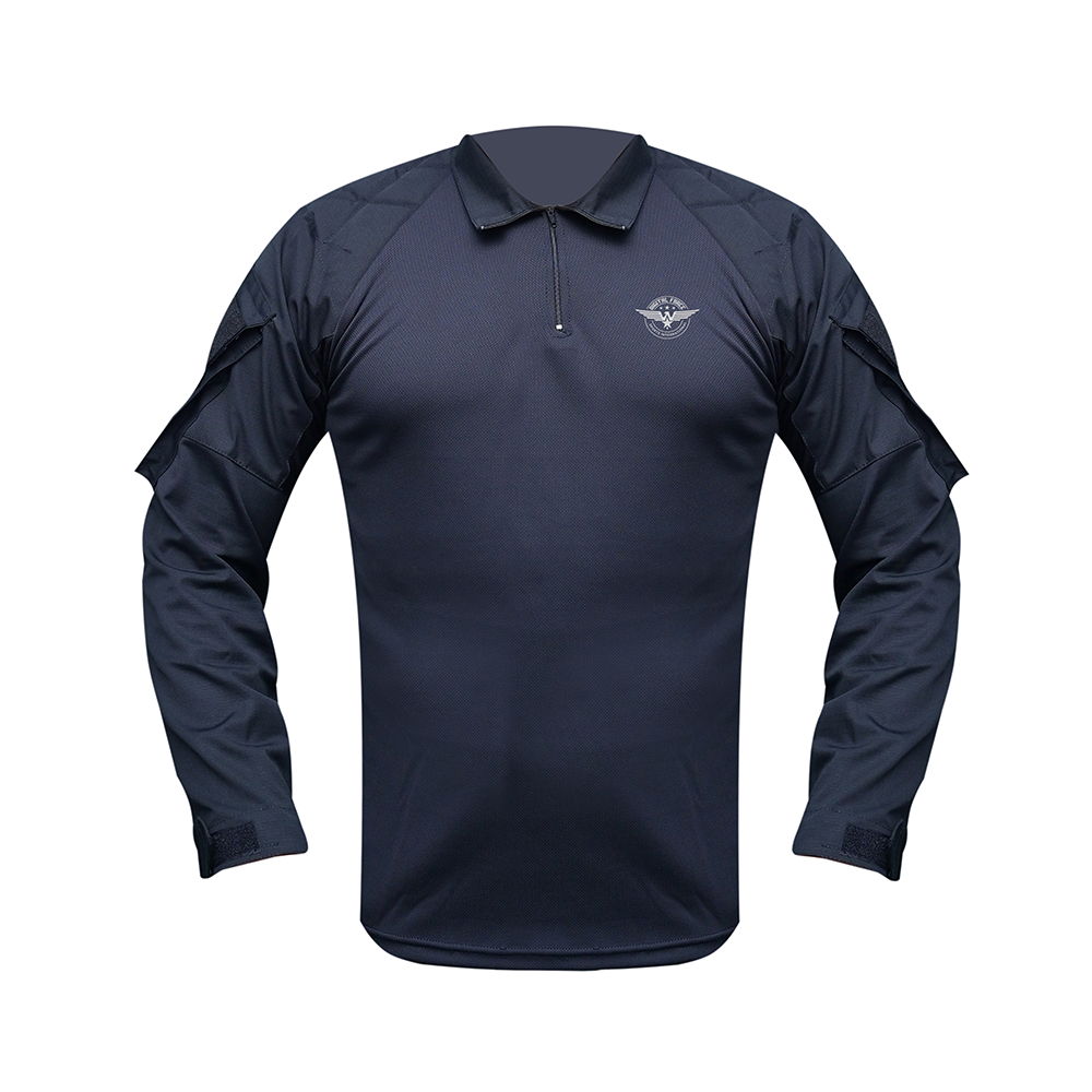 Military Combat Long Sleeve Zip T-Shirts Black