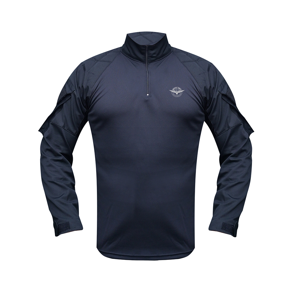 Military Combat Long Sleeve Zip T-Shirts Black